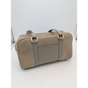 Lilium Firenze Italian Leather Suede Minimalist Small Duffle Handbag Neutral